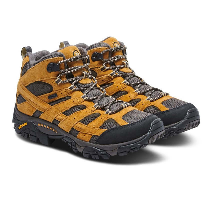 Chaussures Randonnée Merrell Moab 2 Mid Waterproof Jaune Homme | X.E.PAPW